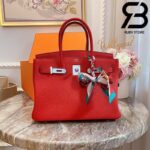 Túi Hermes Birkin Bag 30cm Đỏ Khóa Bạc Best Quality 99% Auth