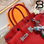 Túi Hermes Birkin Bag 30cm Đỏ Khóa Bạc Best Quality 99% Auth
