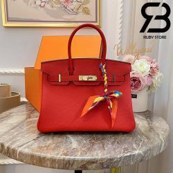 Túi Hermes Birkin Bag 30cm Đỏ Khóa Vàng Best Quality 99% Auth