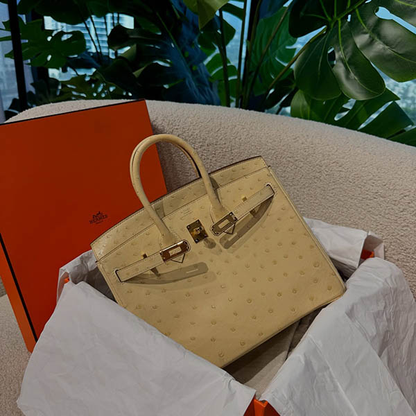 Túi Hermes Birkin màu vàng da đà điểu
