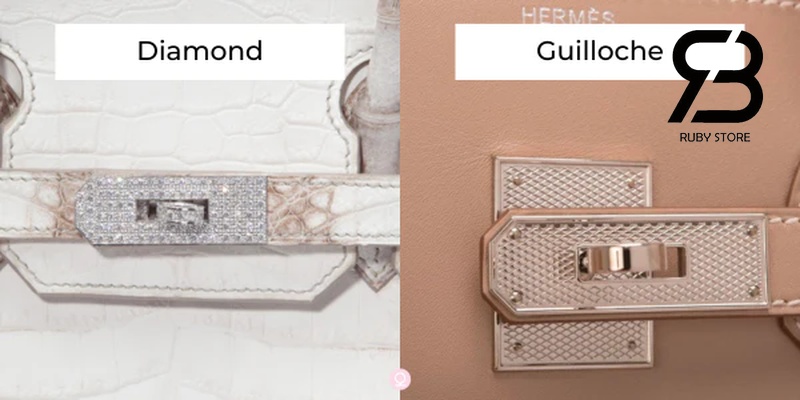 Chất liệu phần cứng kim cương Hardware trên túi Hermes Birkin