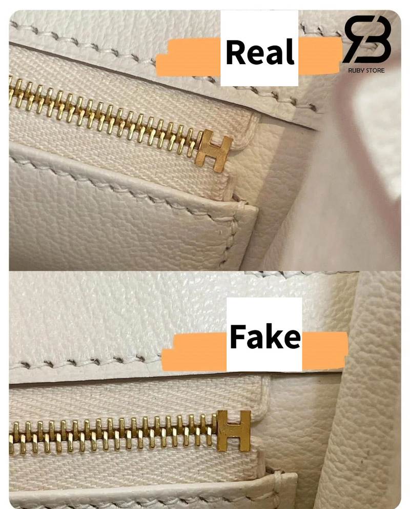 Phân biệt túi hermes birkin real với fake qua khóa kéo