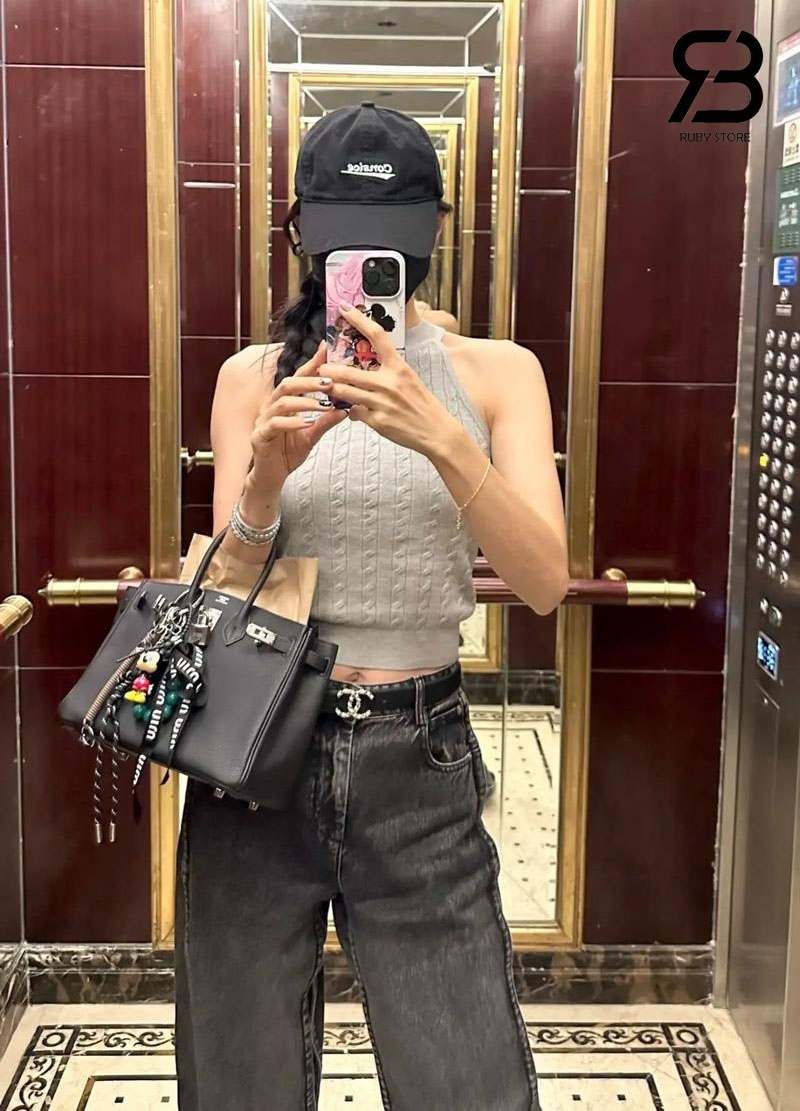 Phối túi Hermes Birkin màu đen cho nữ