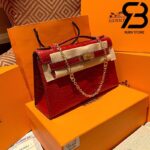 Túi Hermes Kelly Mini Bag Đỏ Da Bóng 19cm Best Quality 99% Auth