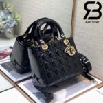Túi Medium Lady Dior Bag Đen Bóng Best Quality 99% Auth
