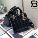 Túi Medium Lady Dior Bag Đen Bóng Best Quality 99% Auth