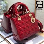 Túi Medium Lady Dior Bag Đỏ Bóng Best Quality 99% Auth
