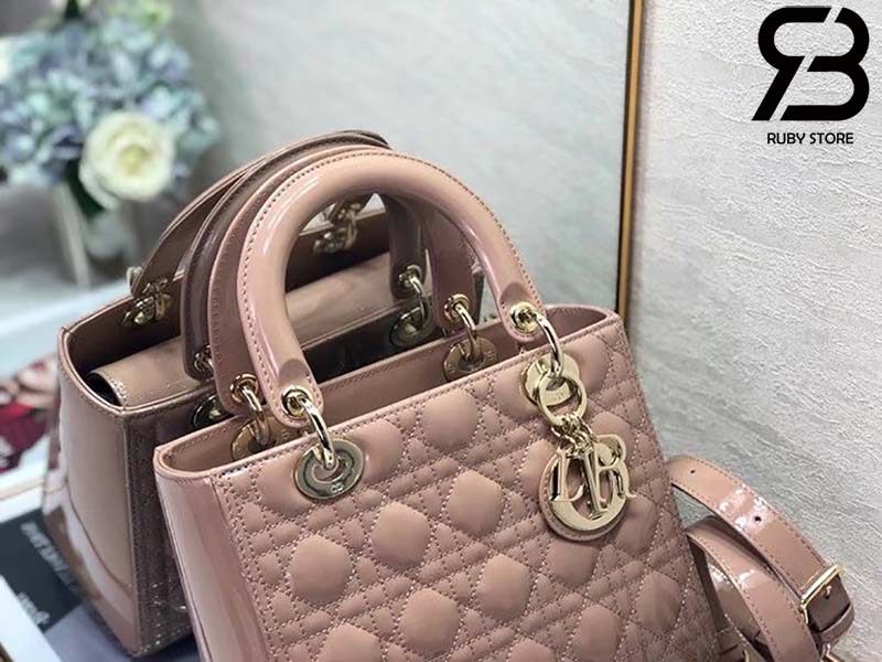 Túi Medium Lady Dior Bag Hồng Bóng Best Quality 99% Auth