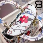 Túi Medium Dior D-Lite Trắng Hoa Hồng 24cm Best Quality 99% Auth