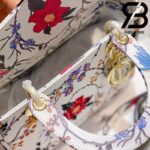 Túi Medium Dior D-Lite Trắng Hoa Hồng 24cm Best Quality 99% Auth