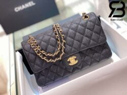 Túi Chanel Classic Gold Black Dê Bê Hạt Best Quality Like Auth 99% - 25,5 CM
