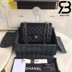 Túi Chanel Classic Light Gold Black Da Bê Hạt Best Quality Like Auth 99% - 25,5 CM