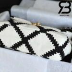 Túi Chanel Classic Flap Bag Trắng Đen Da Caviar Best Quality Like Auth 99% - 26 CM