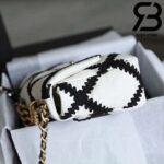 Túi Chanel Classic Flap Bag Trắng Đen Da Caviar Best Quality Like Auth 99% - 26 CM