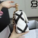 Túi Chanel Classic Flap Bag Trắng Đen Da Caviar Best Quality Like Auth 99% - 26 CM