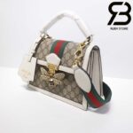 Túi Queen Margaret GG Xám Trắng Con Ong Siêu Cấp