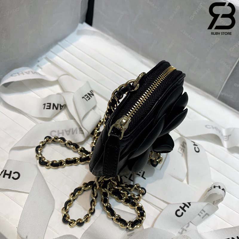 Túi Chanel Camellia Clutch With Chain Đen Black AP2121 Siêu Cấp