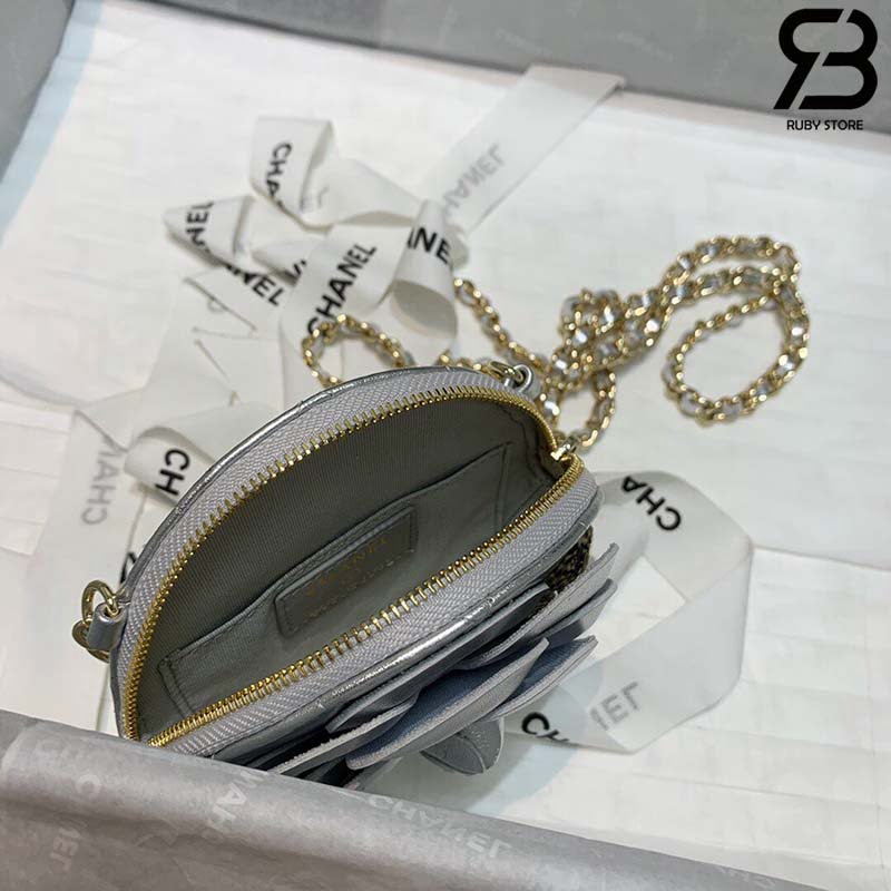 Túi Chanel Camellia Clutch With Chain Xám Grey AP2121 Siêu Cấp