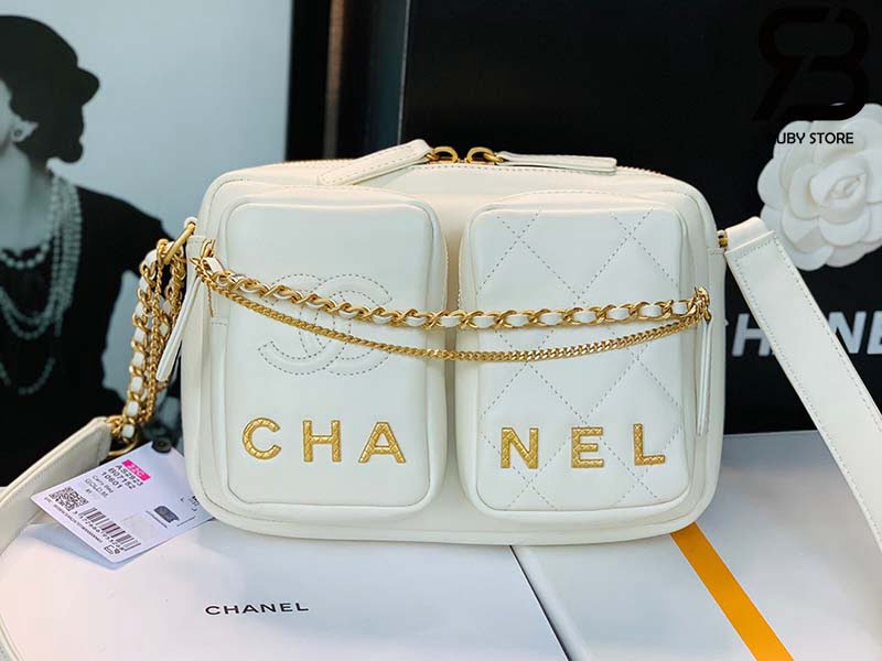 Túi Chanel Mini Camera Case AS2923 Bag Màu Trắng Siêu Cấp