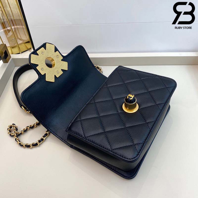 Túi Chanel Onyx Pearls Flap Bag Màu Đen Siêu Cấp - 17 CM