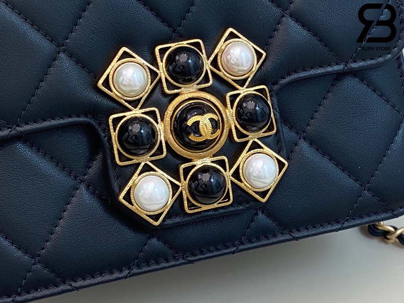 Túi Chanel Onyx Pearls Flap Bag Màu Đen Siêu Cấp - 17 CM