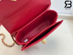 Túi Chanel Onyx Pearls Flap Bag Màu Đỏ Best Quality - 17 CM