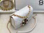 Túi Chanel Onyx Pearls Flap Bag Màu Trắng Best Quality - 17 CM