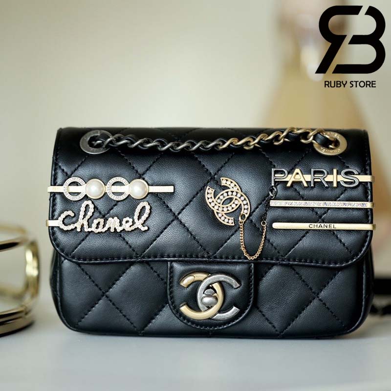 Túi Chanel Pearls Charms Mini Flap Bag As2979 Màu Đen Siêu Cấp