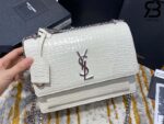 Túi YSL Sunset Medium Chain Bag In Crocodile White Trắng Khóa Bạc 22CM Best Quality