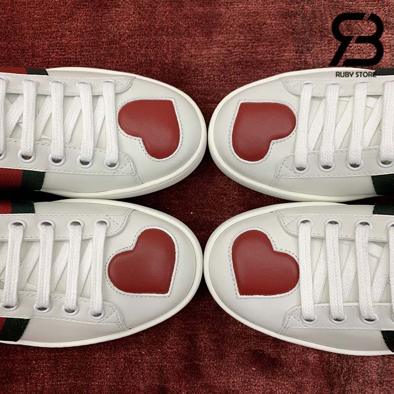 Giày Gucci Ace Embroidered Hearts Best Quality 
