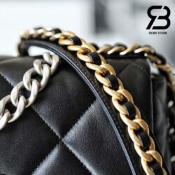 Túi Chanel 19 Flap Bag Black Đen Da Cừu Khóa Bạc Best Quality 26 CM