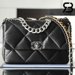 Túi Chanel 19 Flap Bag Large Black Đen Da Cừu Khóa Bạc Best Quality 30 CM