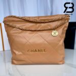 Túi Chanel 22 Shopping Bag Brown Caramel Da Bê Siêu Cấp 38 CM