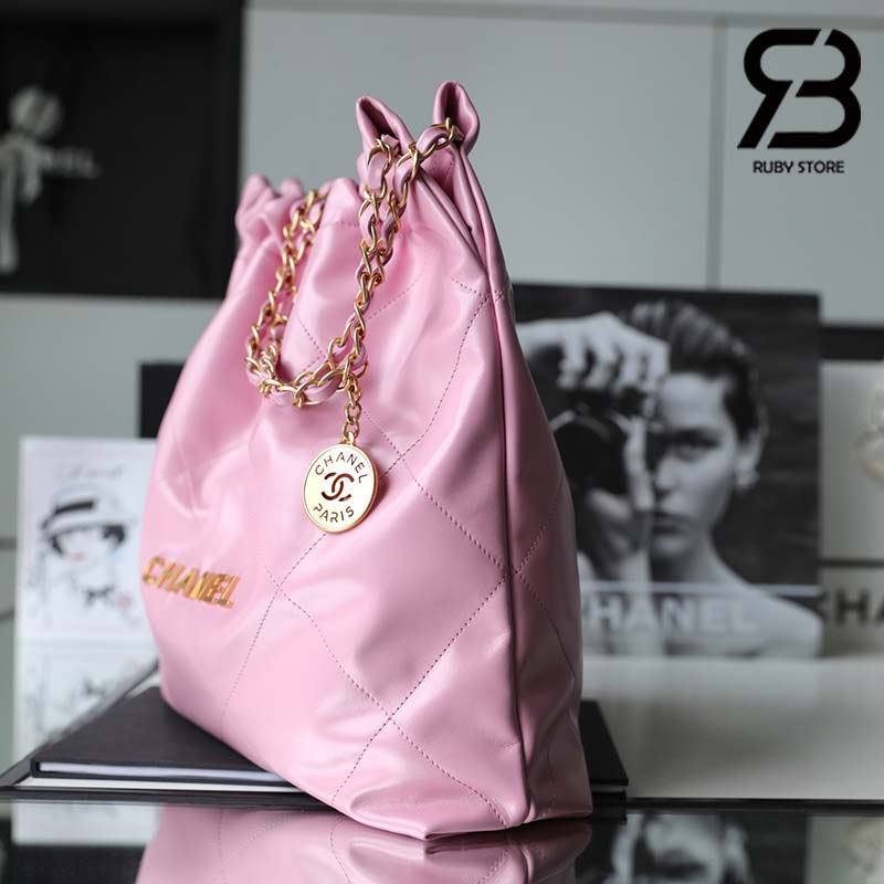 Túi Chanel 22 Shopping Bag Pink Hồng Da Bê Best Quality 38 CM