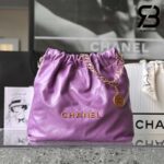 Túi Chanel 22 Shopping Bag Purple Tím Da Bê Best Quality 38 CM