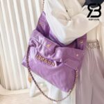 Túi Chanel 22 Shopping Bag Purple Tím Da Bê Best Quality 38 CM