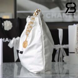 Túi Chanel 22 Shopping Bag White Trắng Logo Đen Da Bê Best Quality 38 CM