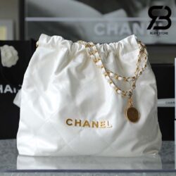 Túi Chanel 22 Shopping Bag White Trắng Logo Vàng Da Bê 38CM Best Quality