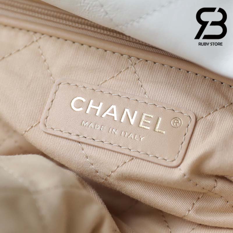 Túi Chanel 22 Shopping Bag White Trắng Logo Vàng Da Bê 38CM Best Quality