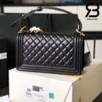 Túi Chanel Boy Medium Black Da Caviar Khóa Vàng Best Quality