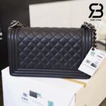 Túi Chanel Boy Medium Black Da Caviar Khóa Bạc Best Quality