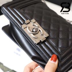 Túi Chanel Boy Small Black Da Caviar Khóa Bạc Best Quality