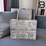 Túi Dior Book Tote Toile de Jouy Embroidery Grey Xám 36cm Best Quality