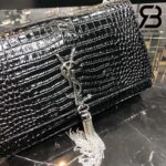 Túi YSL Kate Medium Crocodile Embossed Black Silver Da Bê Best Quality
