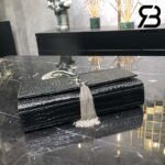Túi YSL Kate Medium Crocodile Embossed Black Silver Da Bê Best Quality