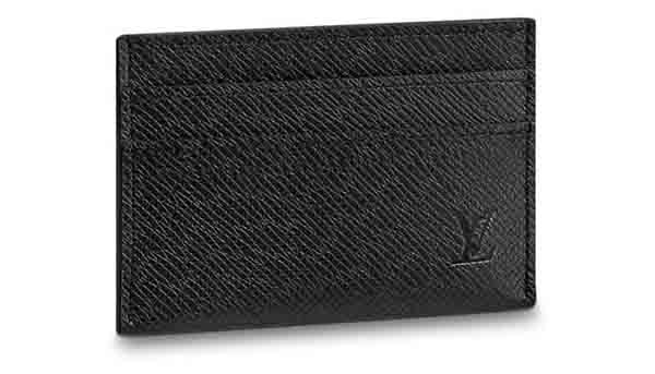 Louis Vuitton Double Card Holder (Black Taiga Leather)