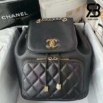Ba lô Chanel 22B Affinity Backpack Black Đen Khóa Vàng 26CM Siêu Cấp