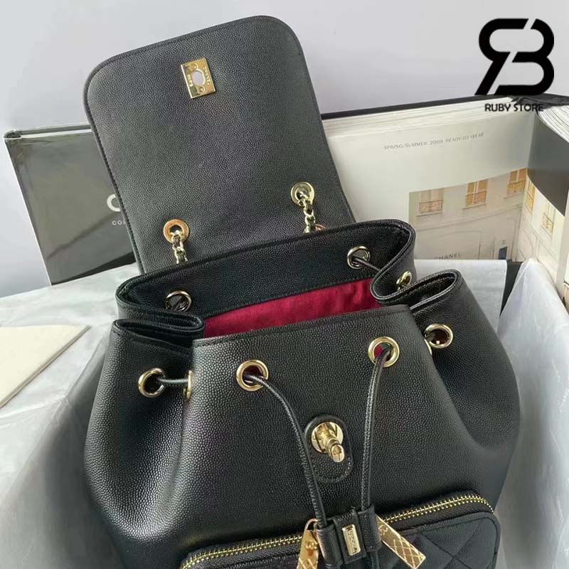 Ba lô Chanel 22B Affinity Backpack Black Đen Khóa Vàng 26CM Siêu Cấp