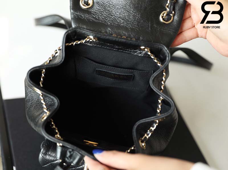 Ba lô Chanel Duma Backpack Black Đen Khóa Vàng Da Calfshin 20CM Best Quality