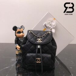 Ba lô Chanel Duma Backpack Black Đen Khóa Vàng Da Caviar 22CM Siêu Cấp